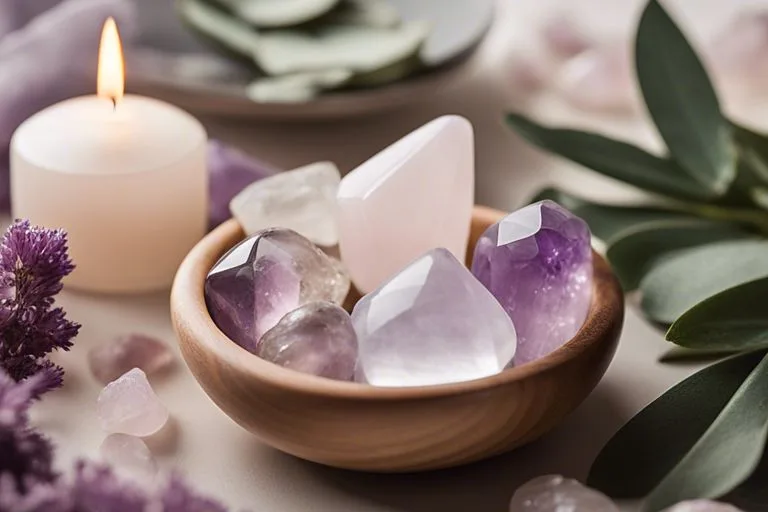 How can healing crystals be used to relieve stress and anxiety?